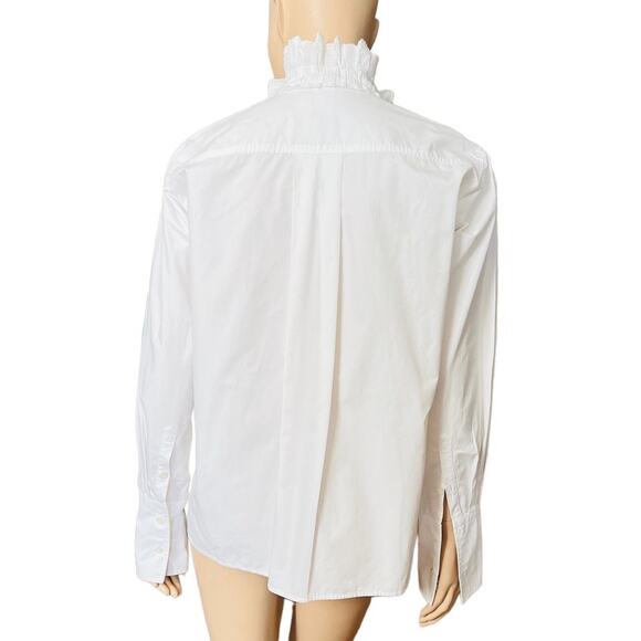 Isabel Marant Etoile Ruffled Collar Shirt Long Sleeves Button Closure Sz 4 - Picture 3 of 13